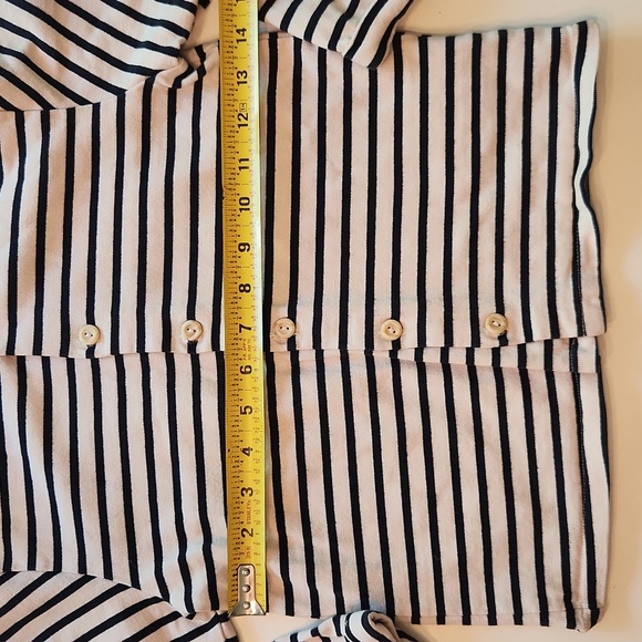 H&M Cream Black Striped Button Up Hoodie Sweatshirt Size 6-8 - Picture 5 of 7